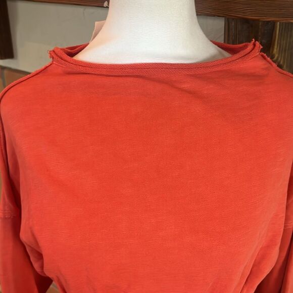 Pilcro by Anthropologie Orange Cinch Waist Sweatshirt Top, size S - Picture 2 of 11